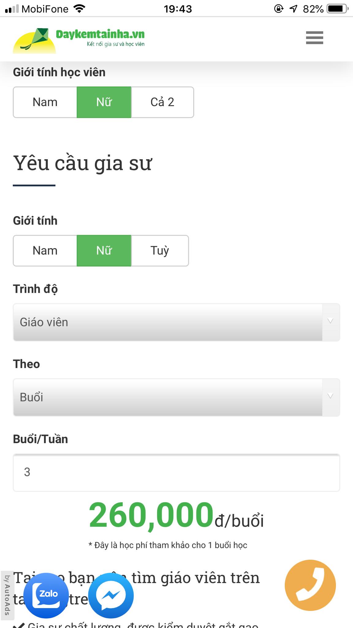 Học phí Toán lớp 2